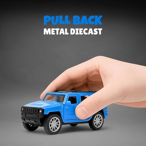 Image of Amisha Gift Gallery Hummer SUV Diecast Metal Car Toy for Kids, Blue | Scale Racing Model, Pull Back Action, Opening Doors, For Kids Boys and Girls