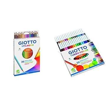 Giotto Stilnovo pastelli colorati in astuccio 36 colori + Turbo Color pennarelli in astuccio da 36 colori