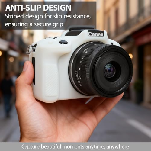 Funda de silicona para cámara Canon EOS R50 blanca miniatura 3