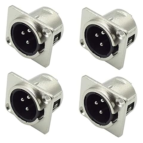 GDQLCNXB XLR Male Jack 3 Pin - Panel Mount Jacks D Series Size XLR-M Socket Audio Speaker Microphone Connector 4 Pack Cover