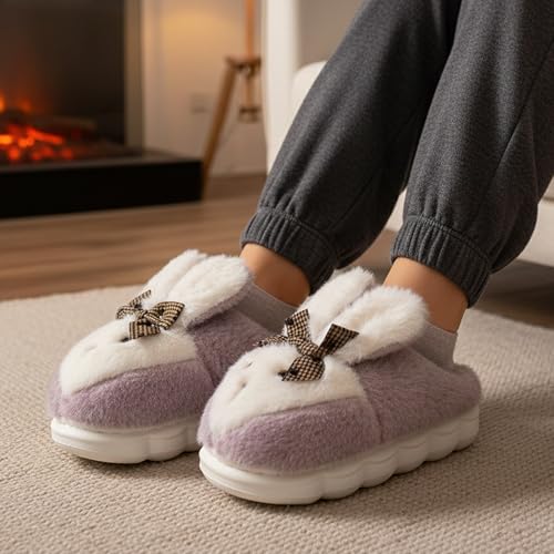 Image of VRITRAZ Women's Comfort Slip On Closed Toe Warm Winter House Clog Indoor Slipper with Cute Print and Degins