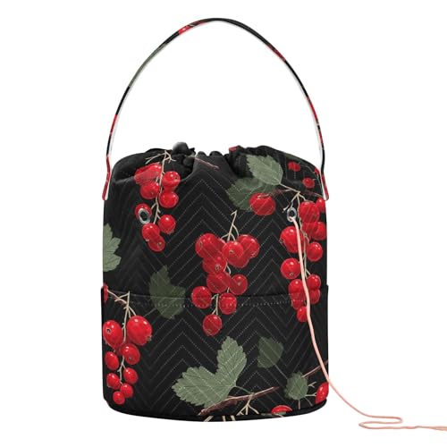 Yarn Storage Bag Small Crochet Bag Knitting Bag Organizer Red Currant Yarn Bags for Crocheting Basket