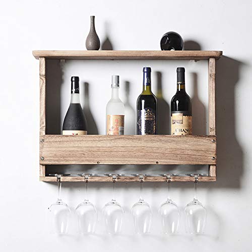 Support mural en bois noble pour verres à vin et design de restaurant