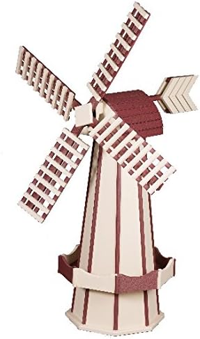 Garden Oaks Specialties Medium Poly Windmill Ivory & Red