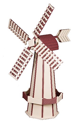 Garden Oaks Specialties Medium Poly Windmill Ivory & Red