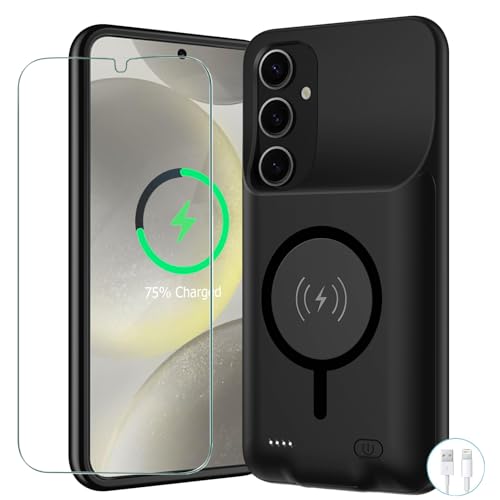 YINGYKJ Battery Case for Galaxy S24, Upgraded 10000mAh Battery Pack Rechargeable Charger Case with Wireless Charging Compatible for Galaxy S24 (6.2 inch) External Charging Cover (Black)