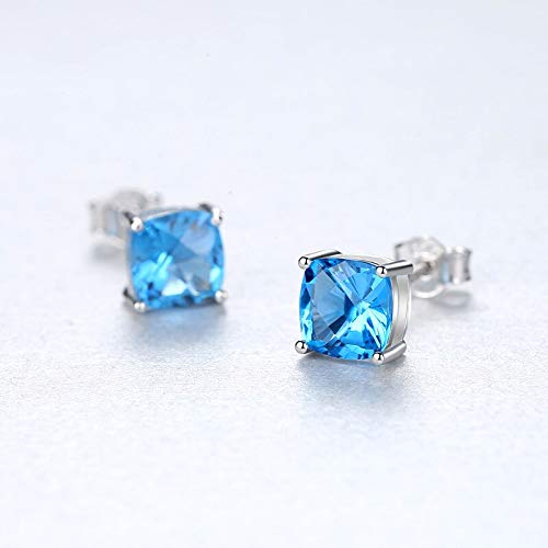 Boucles d'oreilles carrées en Argent 925 et pierres bleues d'exception