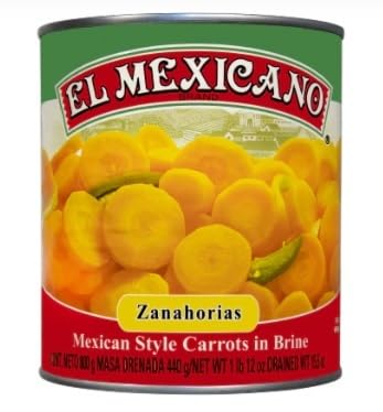 Mexican Style Carrots (Zanahorias) in Brine 26 oz cans (Pack of 6)