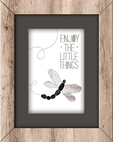 Enjoy The Little Things 8X10 Rustic Wall Décor, Pebble Art With Gray-Washed Frame #TOP26
