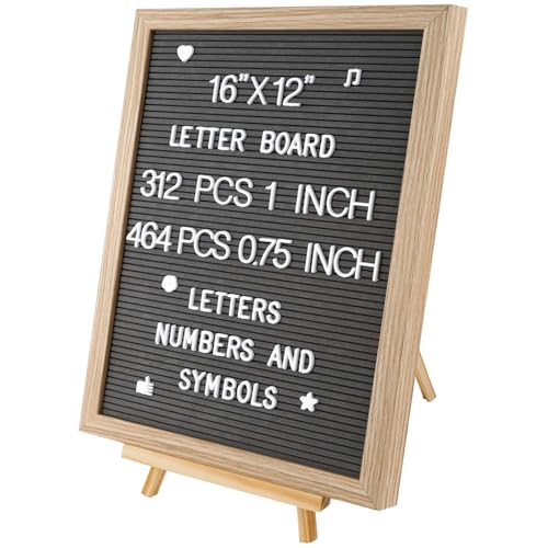 C CRYSTAL LEMON Bacheca per lettere 30,5 x 40,6 cm, colore grigio, include 776 lettere pretagliate, grande bacheca con lettere, 30,5 x 40,6 cm, lavagna in feltro con supporto, lavagna intercambiabile