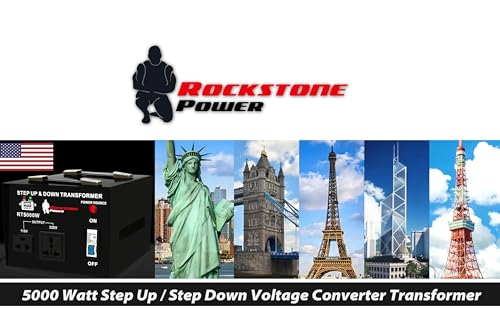 Image of ROCKSTONE POWER 5000 Watt Voltage Converter Transformer - Heavy Duty Step Up /Down AC 110V /120V /220V /240V Power Converter - Circuit Breaker Protection - DC 5V USB Port - CE Certified [3-Year Warranty]