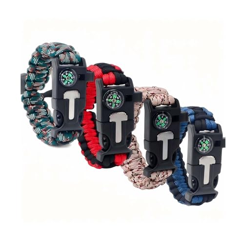 Avagiaforu 4 Stück Überlebensarmband, 5 in 1 Paracord Armband mit Feuerstein + Kompass + Pfeife + Schirmseil + Mini-Säge, Outdoor Survival Kit für Herren Damen, zum Outdoor-Aktivitäten Avagiaforu 4 Stück Überlebensarmband, 5 in 1 Paracord Armband mit Feuerstein + Kompass + Pfeife + Schirmseil + Mini-Säge, Outdoor Survival Kit für Herren Damen, zum Outdoor-Aktivitäten