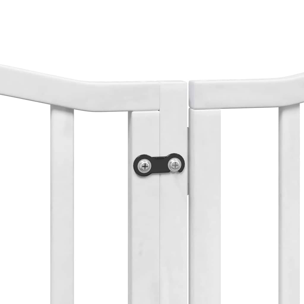 vidaXL Puerta para Perros Plegable 9 Paneles Madera álamo Blanca 450cm, Puerta para Mascotas, Puerta de Seguridad para Perros, Puerta para Perros de Seguridad