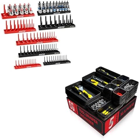 AIUITIO 8PCS Socket Organizer Tray Set + 66PCS Tool Box Organizer Tray (5 Sizes) Cover