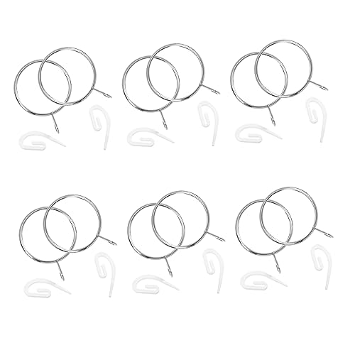 SOLUSTRE 30pcs Roman Rod Curtain with Tip Hooks Easy to Install Hanging for Inner for and Bathrooms