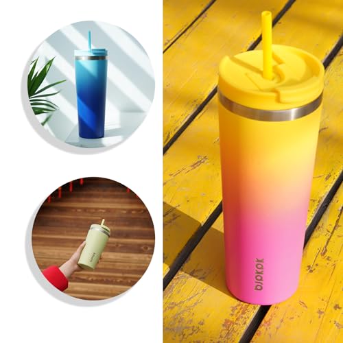 Image of BJPKPK 34oz Coffee Tumbler with Straw, Insulated Stainless Steel Cup