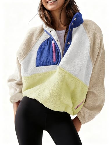 AMEBELLE Womens Lightweight Fleece Pullover Jacket Cropped Fall Winter Fuzzy Sherpa Jacket Sweatshirt Coat with Pockets