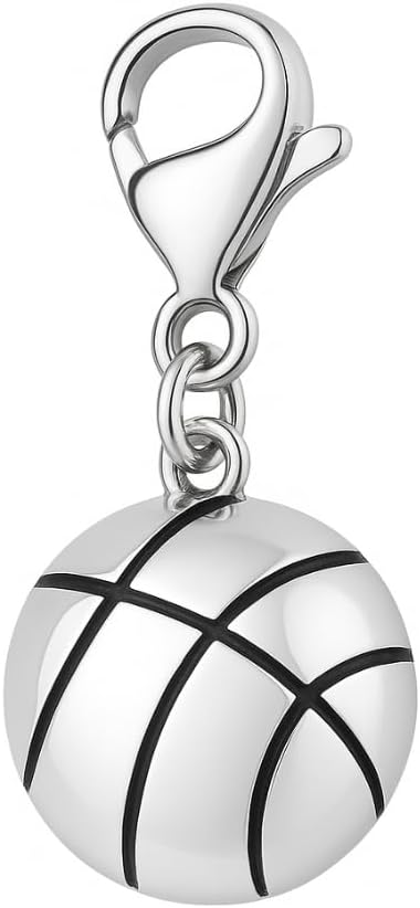 Sportybella Basketball Clip on Charm, Zipper Pull, Purse/Lanyard/Case/Bracelet Charm, Gymnastics Charms for DIY Jewelry Making Gifts for Basketball Player