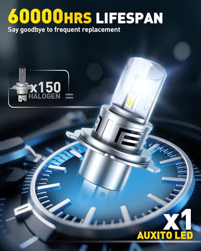 Image of AUXITO H4 9003 HB2 Bulbs, 80000LM 6500K Cool White, Super Bright 15X Halogen, Plug and Play CANbus Ready No Flicker, Pack of 2