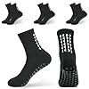 KOOOGEAR 3 Pairs Breathable Kids Grip Socks, Sweat-Absorbent Boys Socks, Grip Socks Football Kids for Running Hockey Football (UK, Age, 9 Years, 12 Years, Black)