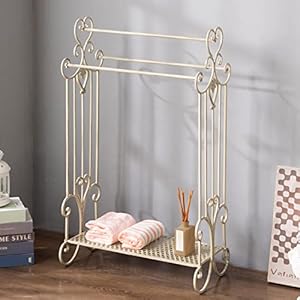 Free standing towel rack for bathroom 3 tier metal towel rack stand with shelf floor towel rack towel rack freestanding for bath towels hand towels washcloths modern retro white  urban country home decor