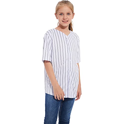 Icibgds Kids Baseball Jersey Button Boys T-Shirt Trendy Hip Hop Girls Stripe Short Sleeve Tshirt