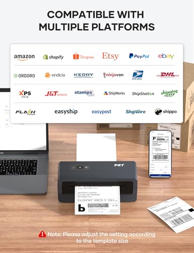 prt Bluetooth Etikettendrucker, N43BT DHL Thermodrucker, 4x6 Versandetiketten Ettikettendrucķer, Label Printer für iOS, Android, Windows und Mac, für DHL, FedEx, USPS, Shopify(Schwarz)