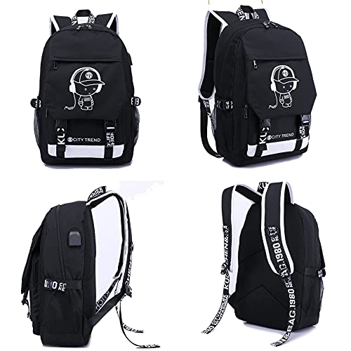 Image of Asge Large Teens School Backpacks Waterproof Nylon Football Printing for 8-15 Years Boys & Girls