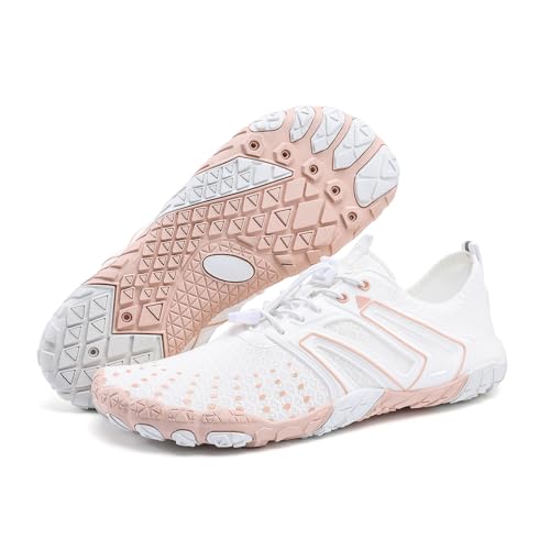 RUFONE Hike Barefoot Shoes ���f�B�[�X �����Y �ʋC��&����~�� �A�X���`�b�N�V���[�Y ���L�ܐ� �E�H�[�^�[�V���[�Y�A�E�H�[�L���O�A�����j���O�A���j�p�Ƀf�U�C��, K16_�z���C�g-�s���N, 6 Women/4 Men