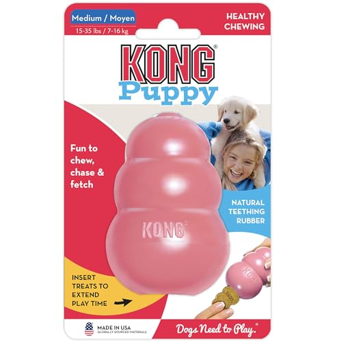 Keyoung Kong - Welpenspielzeug aus Naturkautschuk, zum Kauen, Jagen und Apportieren - für kleine Welpen - Rosa