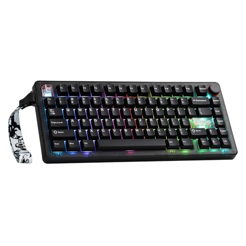 Image of MechLands CIDOO QK75 VIA Programmable 75% Compact Keyboard, USB-C /BT5.0 /2.4Ghz Wireless, Hot Swappable Custom Mechanical Keyboard with Gasket Mounted, PC Plate, 4000mAh Battery for Win /Mac (Black)