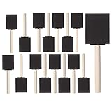 Bates- Foam Paint Brushes, 2 Inch, 16 Pack, Wooden Handle, Sponge Brushes for Painting, Staining, Varnishes, Gluing and DIY Craft Projects on Wood, Metal & More