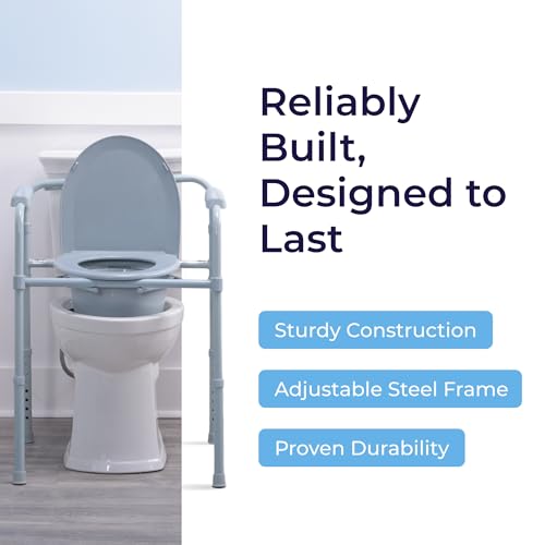 Drive Medical Folding Steel Bedside Commode Chair - Portable 3-in-1 Toilet Solution - Adjustable Height - 7.5 Qt Bucket Included - Durable Powder-Coated Steel Frame - Supports up to 350 Lb by Drive Medical - Image 5