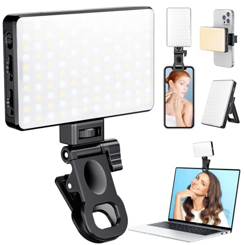 MACTREM 120 LED Selfie Light, Phone Light Clip, 3000Mah Portable Rechargeable Video Light, Adjusted 3 Light Modes, for iPhone, Camera, Laptop, iPad, Light for Selfie, Video Conference, TikTok,Makeup