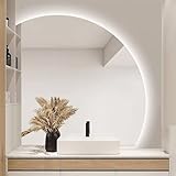 ZYBOWAYL Intelligent LED Spiegel 3 Lichtfarbe Einstellbare, Dekorative Halbrund Badspiegel, LED Dimmbar Beschlagfrei Schminkspiegel für Schlafzimmer(Left Under Cut,70cm/28)