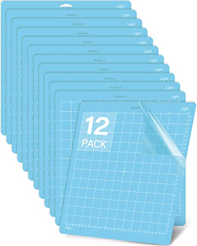 Gwybkq Cutting Mat Compatible With Cricut Maker 3/Maker/Explore 3/Air 2/Air/One 12 Pack 12x12 Adhesive Sticky Light Cut Mats Replacement Accessories Quilting Scrapbooking & Stamping Supplies Blue