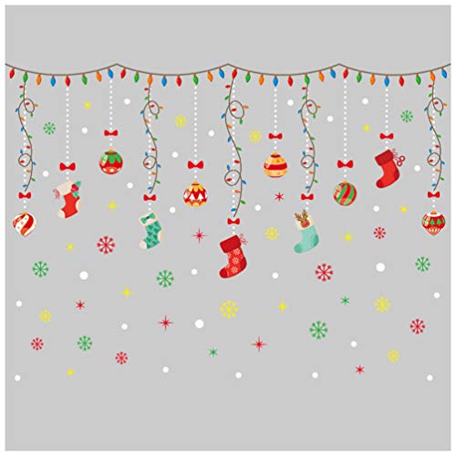 Nuobesty Kids Room Decor Christmas Window Sticker Cartoon Santa Christmas Tree Snowman Snowflake Window Cling Holiday Wall Decal For Window Wall Decor (Color 2) Santa Ornament #TOP5