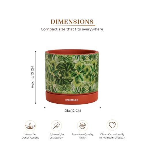 Image of Habere India-All the Cultures Fabricating India Pot for Plants | Flower Pots for Garden, Dining Table & Home Decor | Terracotta Flower Pot for Living Room Decoration (Red & Green, Dia11 x H10.5 cm)