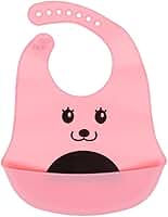 Babador de Silicone c/Bolso Pega Migalhas - Ajustável, à Prova d'Água, Ideal para Bebês até 2 Anos (Rosa)