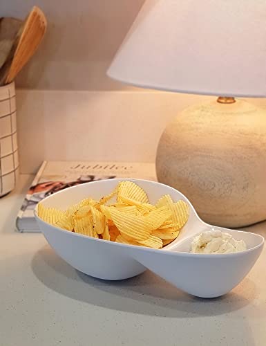 Chip And Dip Serving Set Melamine Tray Divided Platters Condiment Set Perfect For Snack Appetizer Food. Serving Trays And Platters White #TOP3