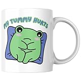My Tummy Hurts Frosch Bauchweh Schmerzen Meme Süß Kawaii Kaffee Tasse Geschenk (Weiß)