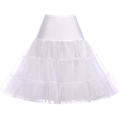 Grace Karin - Falda tipo enagua, estilo años 50 Knee Length-White Large Cover