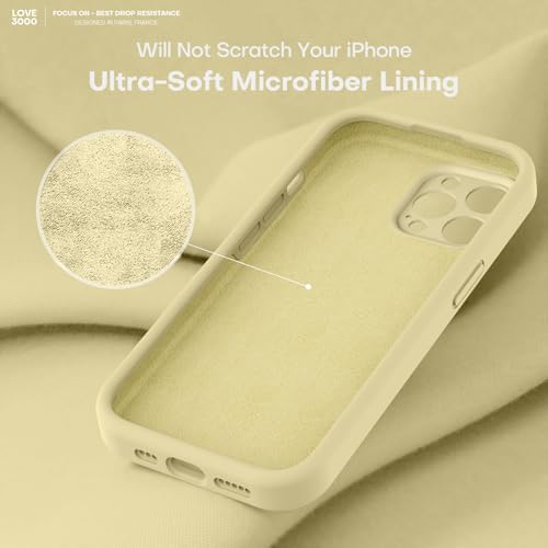 Image of LOVE 3000 Designed for iPhone 14 Pro Max Case, Premium Silicone with [Soft Anti-Scratch Microfiber Lining] Shockproof Protective Phone Case for Men Women Girls 6.7 inch, Creamy Yellow