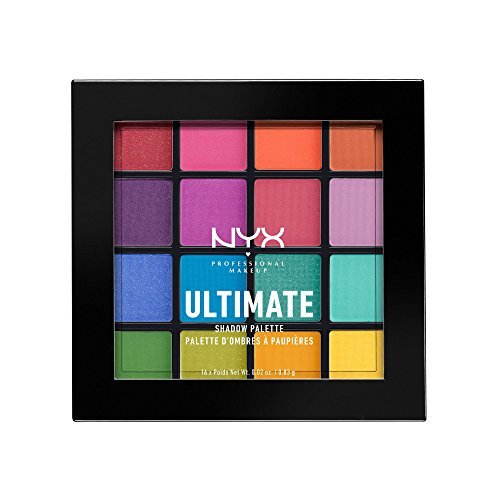 NYX Professional Makeup Paleta de sombra de ojos Ultimate Shadow Palette, Pigmentos compactos, 16 sombras, Acabados mate, satinados y metalizados, Tono: Brights