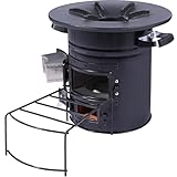 Lineslife Camping Rocket Stove Wood Burning Portable for Cooking, Outdoor Camping Wood Stove with Carrying Bag for Backpacking Emergency RV Survival, Versatility of Fuel, Black Two Doors 12.6"