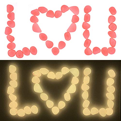 Qttlli 100Pcs Glow Pebbles Glow In The Dark Decorative Stones Rocks For Garden Path Walkway Yard Fish Tank, Orange #TOP2