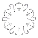 PH PandaHall 30pcs Anchor Hook Pendants, Fish Hook Charms Sea Theme Beads Tibetan Alloy Beads Charms for Summer Hawaii DIY Men Bracelet Necklace Jewelry Making, Antique Silver