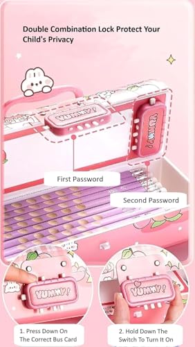 Image of New Cartoon Theme Pencil Box with Push Pull Eraser Set for Kids | Suitcase Style Password Lock Stationery Organizer | School Supplies Gift Combo for Boys & Girls (Dark Space-APB PENCHIL BOX NEW)