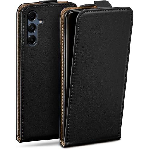 moex Flip Case für Samsung Galaxy A16 (4G/5G) Hülle klappbar mit 360 Grad Schutz, Handyhülle mit Displayschutz, PU Leder Handytasche Lederhülle, Flip Case Cover Klapphülle, Schwarz