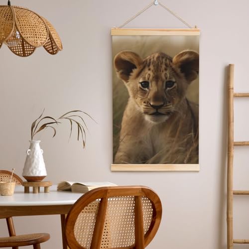 Poster lionceau cadre bois 91x61 cm pour deco salon moderne - 5